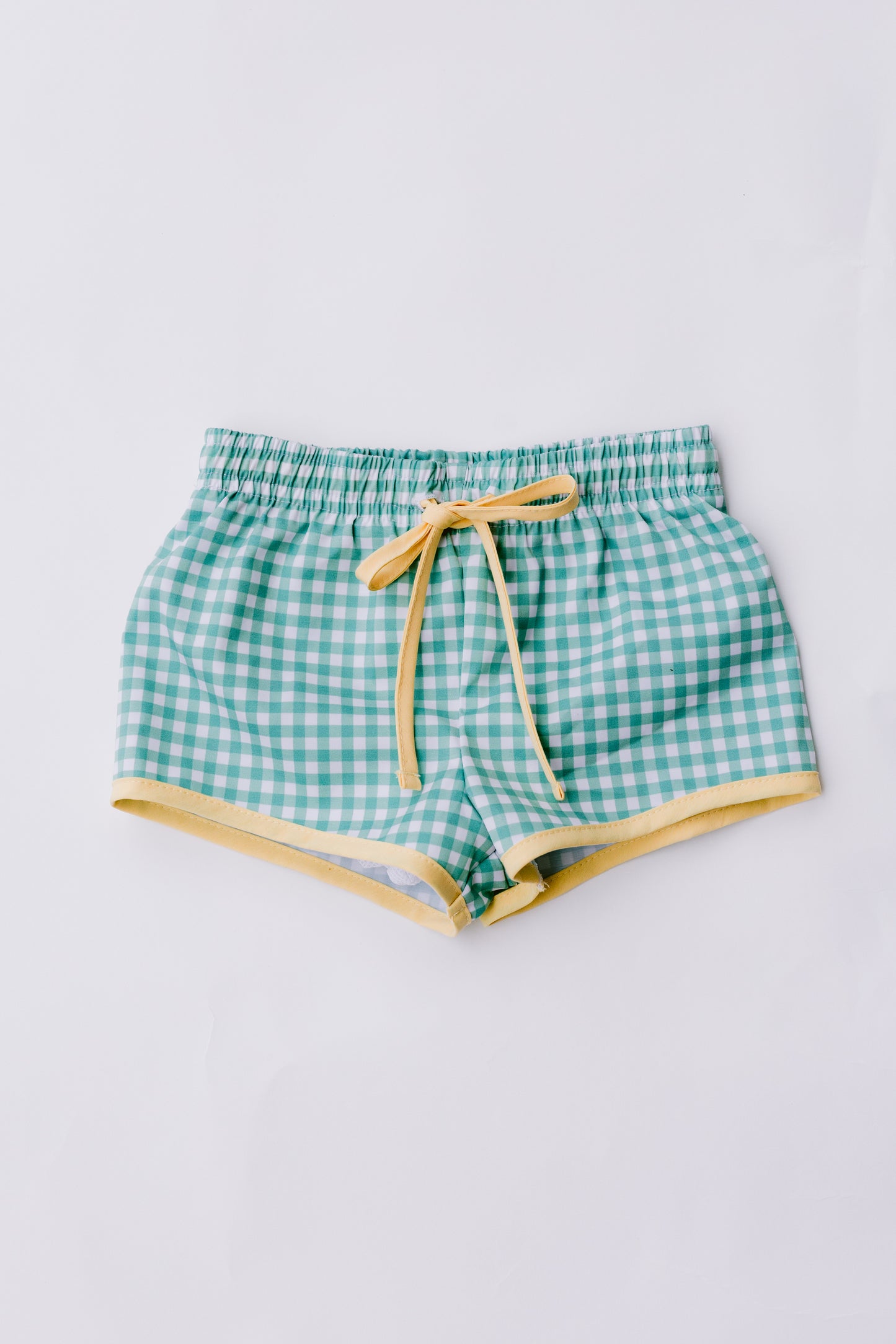 Green Gingham Swim Trunk