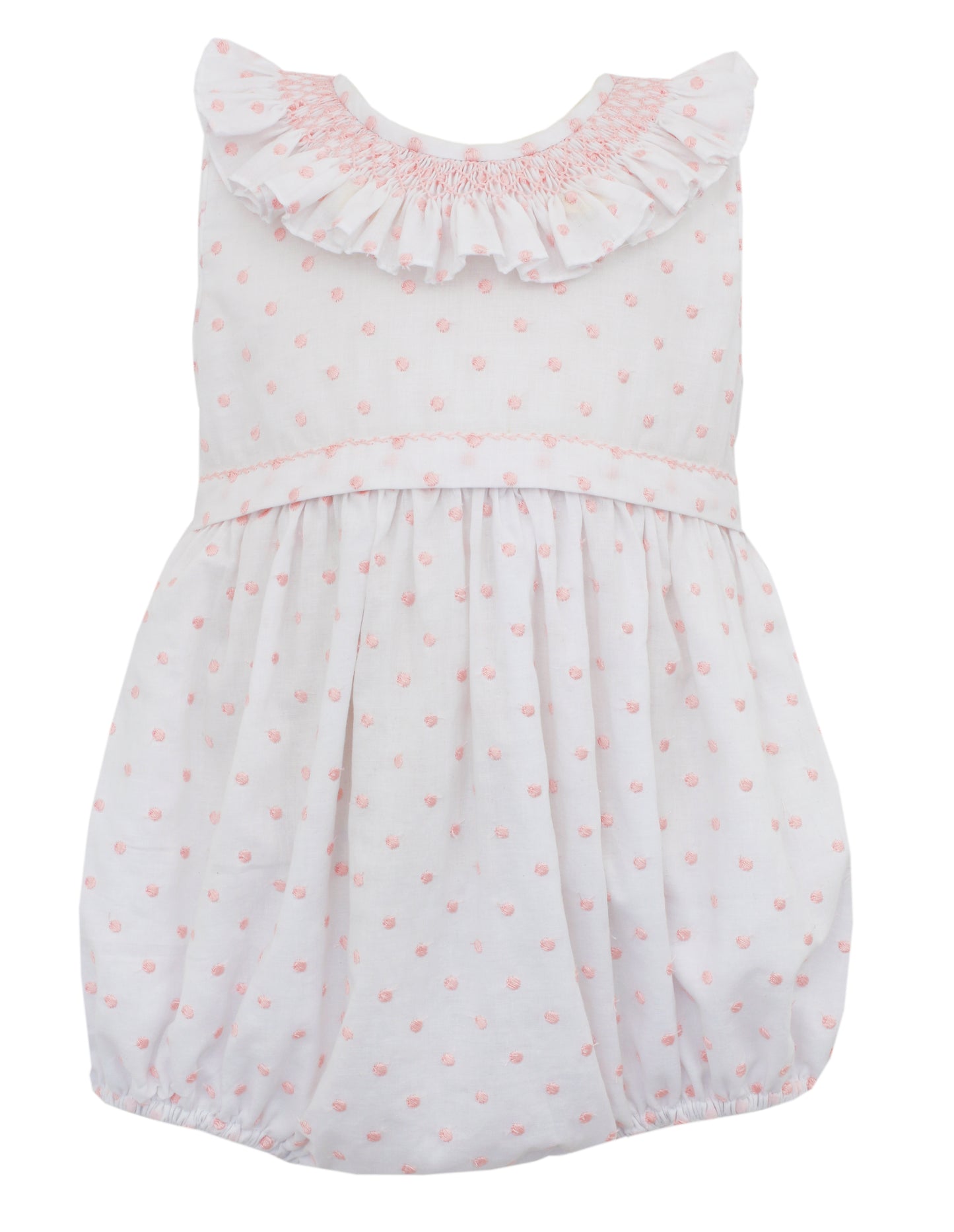 Pink Embroidered Dot White Batiste Bubble