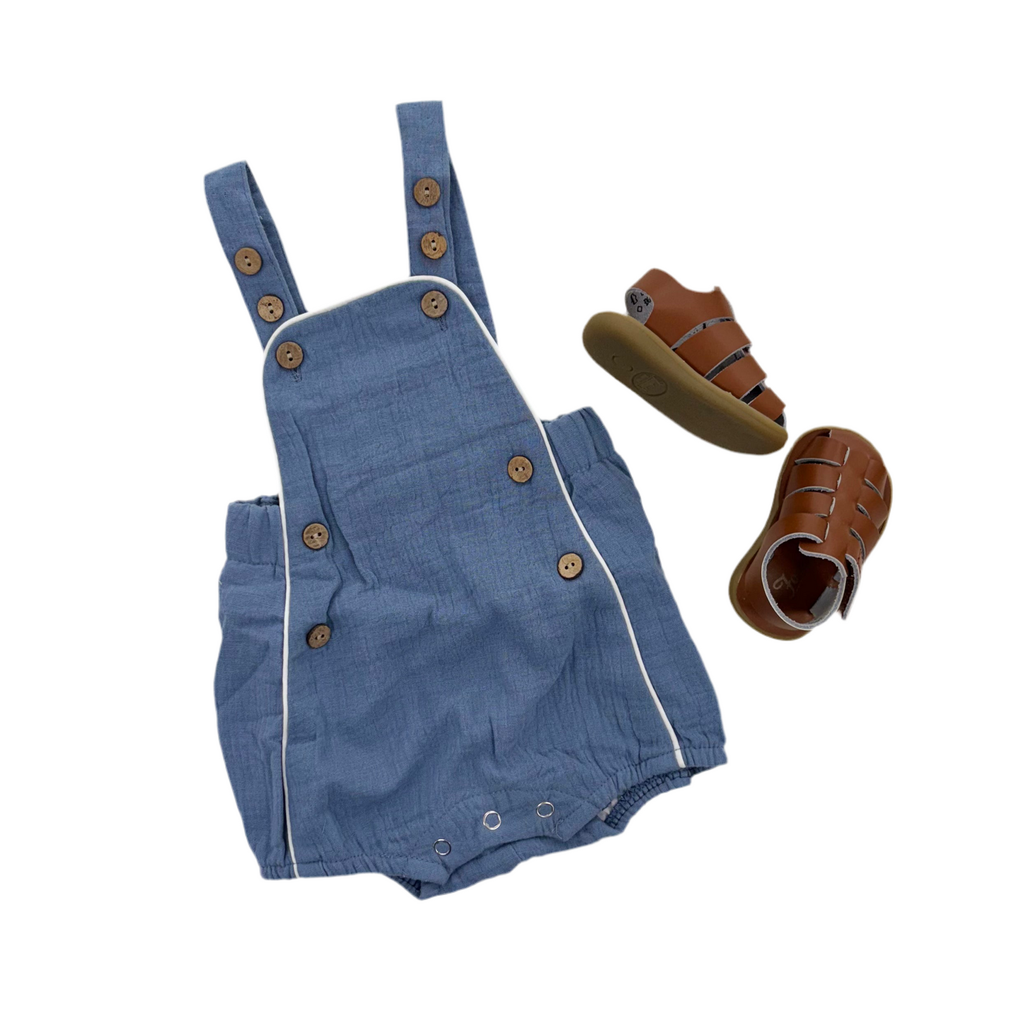 Dusty Blue Overalls Romper