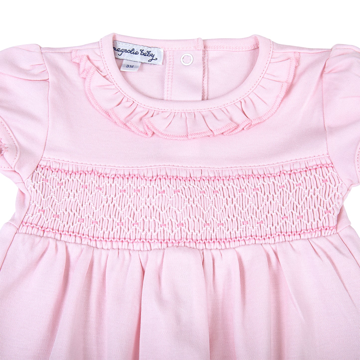 Pink Smocked Short Sleeve Bubble