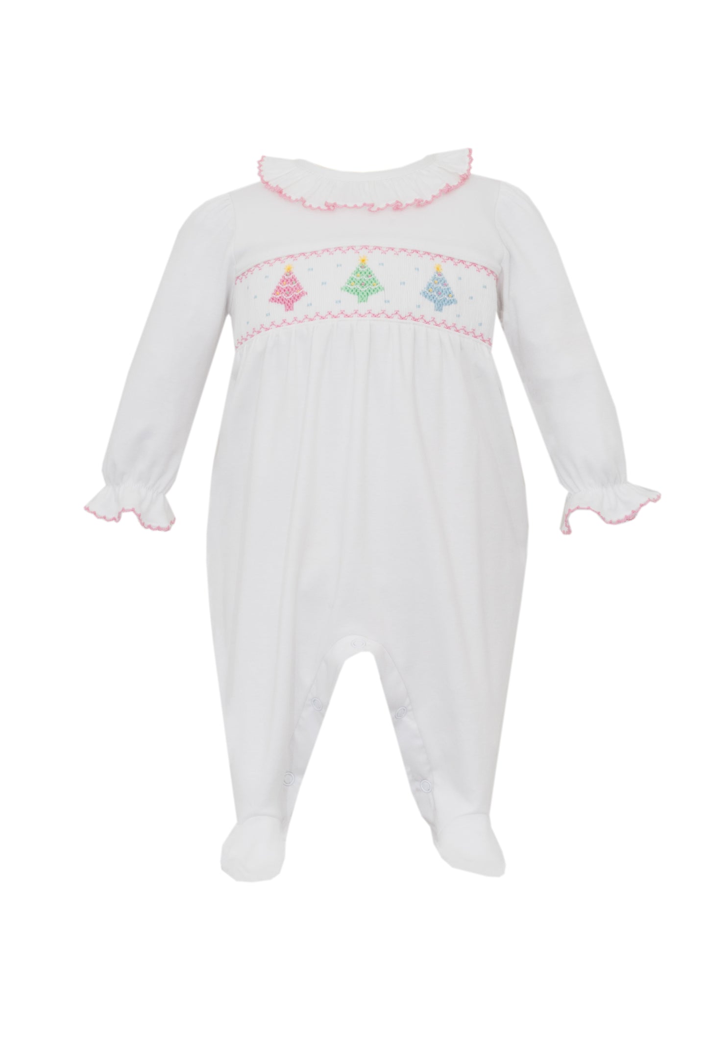 Christmas Trees Knit Girl Footie