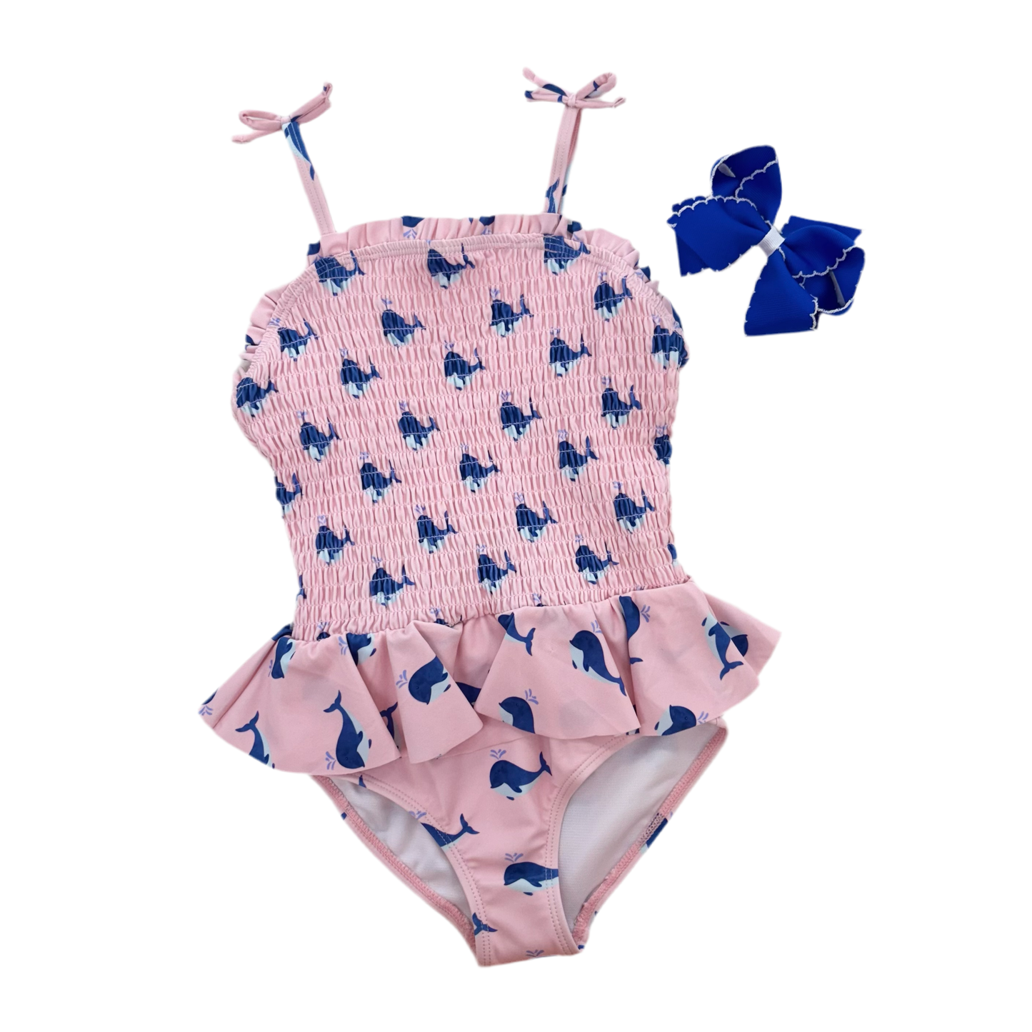 Pink Whale Peplum Smocked One Piece