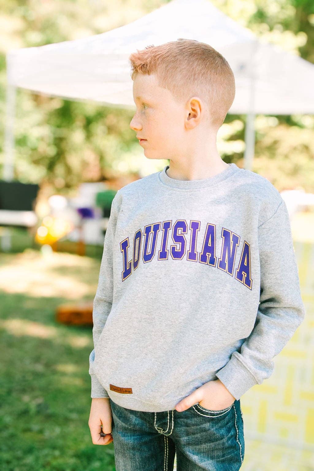 Louisiana Kids Crewneck Pullover | Purple + Gold