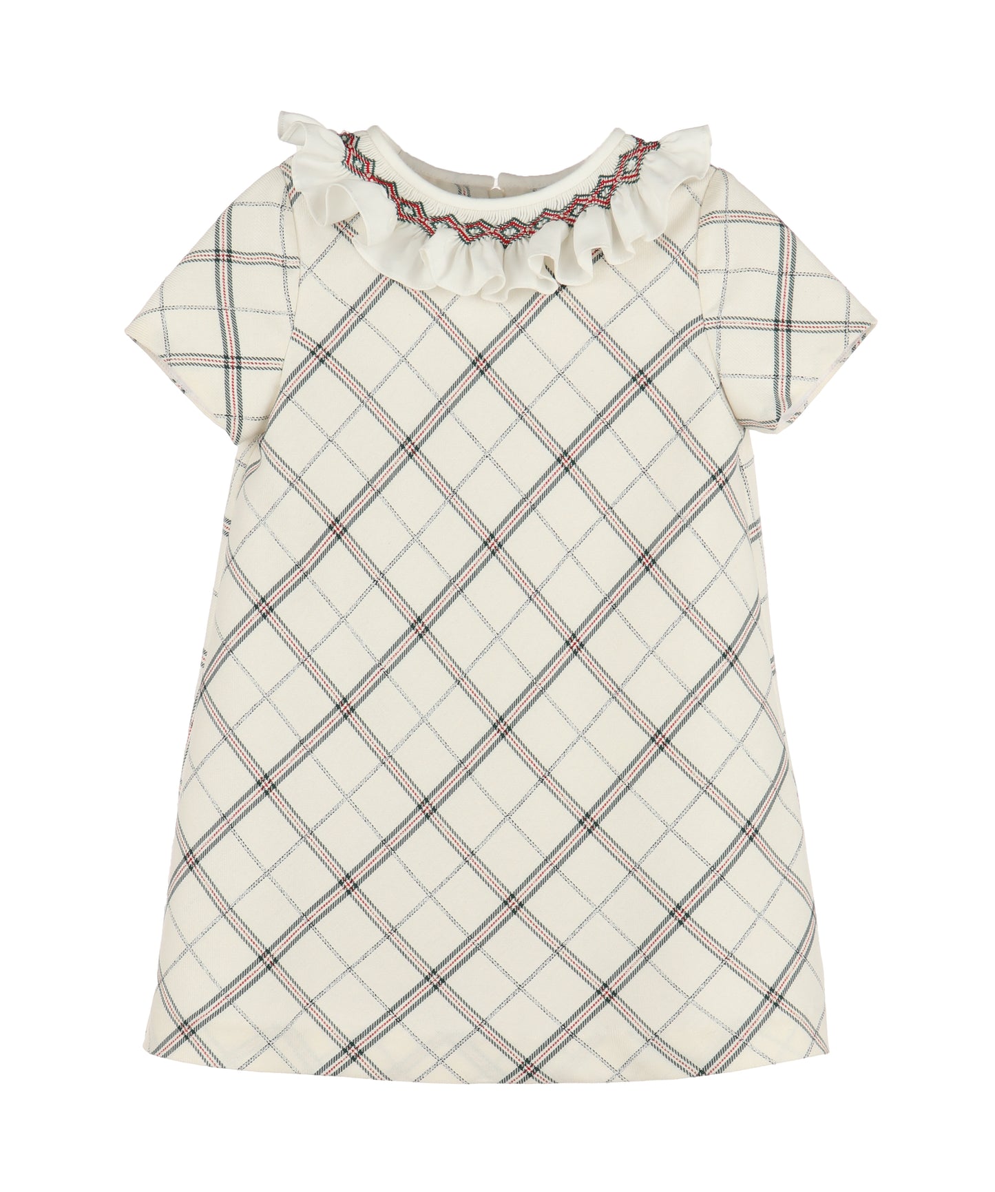 Ivory Tartan Plaid Smock Dress