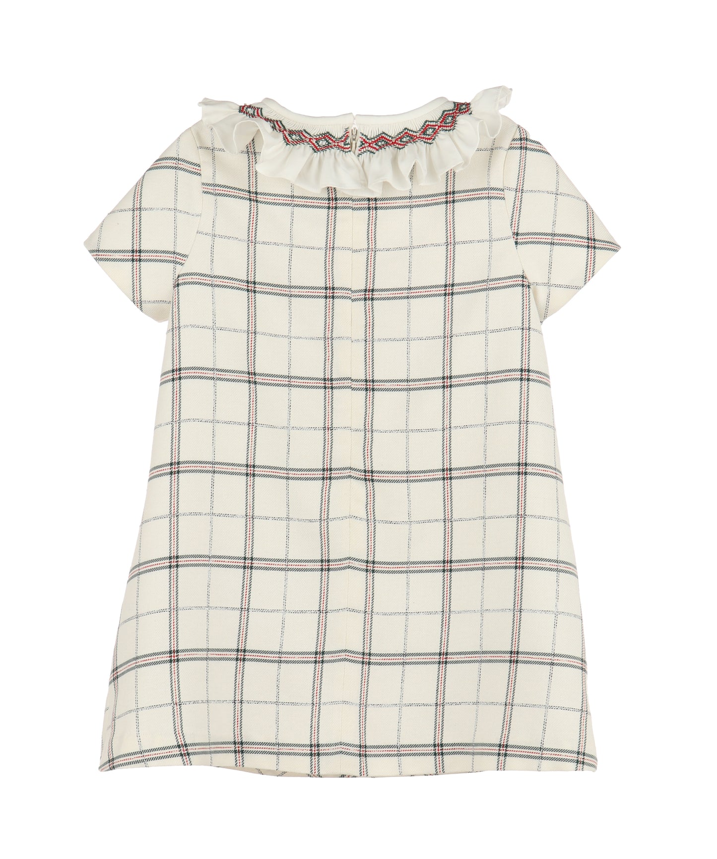 Ivory Tartan Plaid Smock Dress