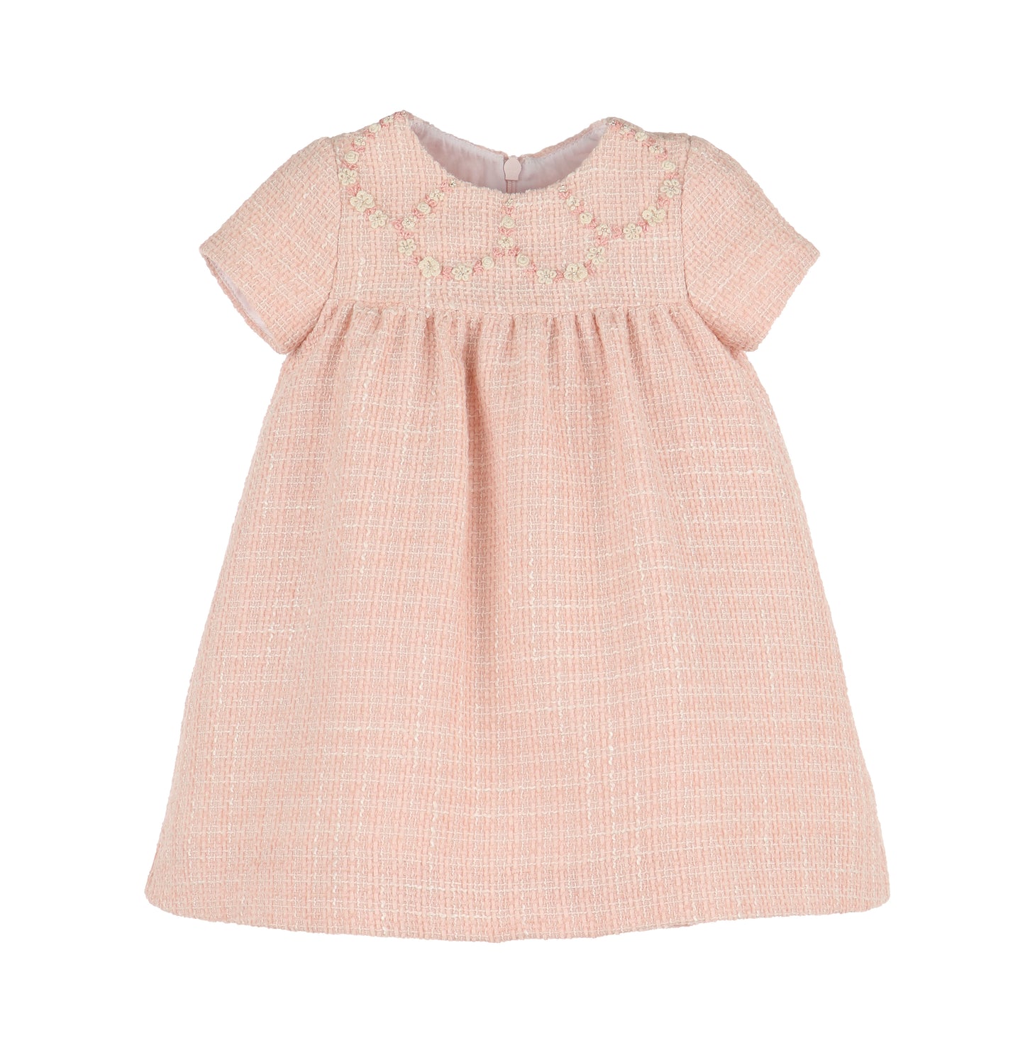 Pink Embroidery Tweed Float Dress