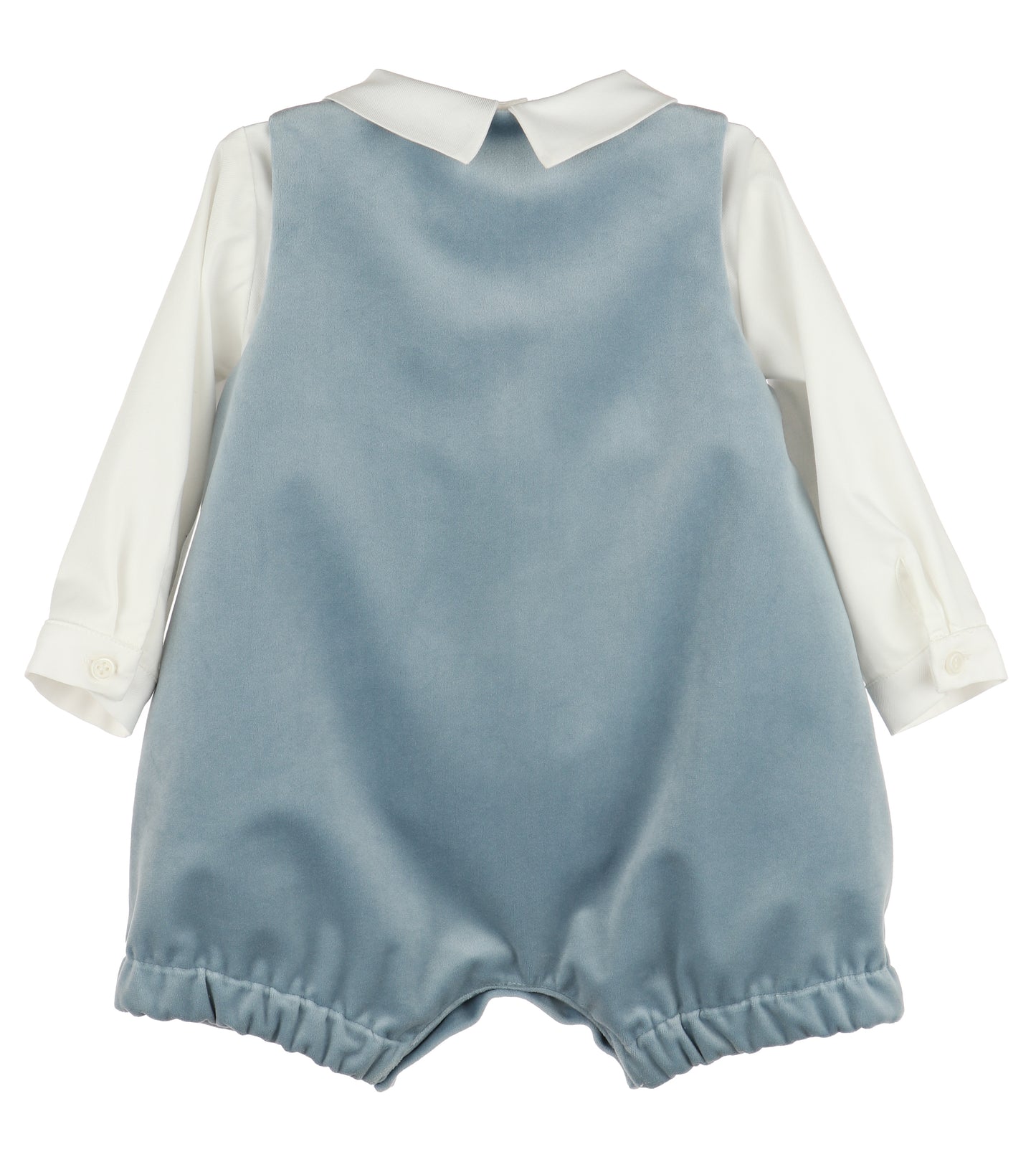 Blue Deluxe Velvet Boys Romper