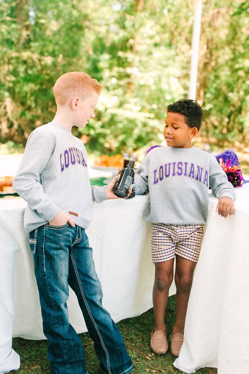 Louisiana Kids Crewneck Pullover | Purple + Gold