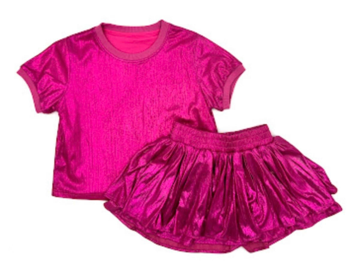 Pink Shimmer Swing Short Set