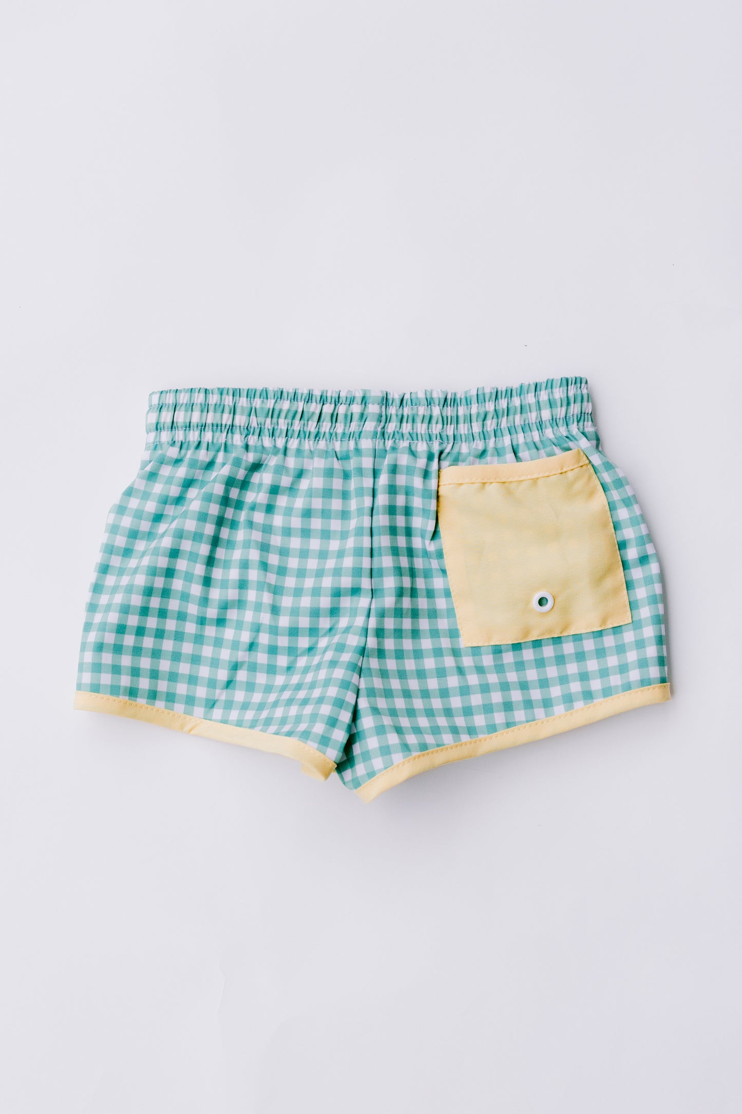 Green Gingham Swim Trunk