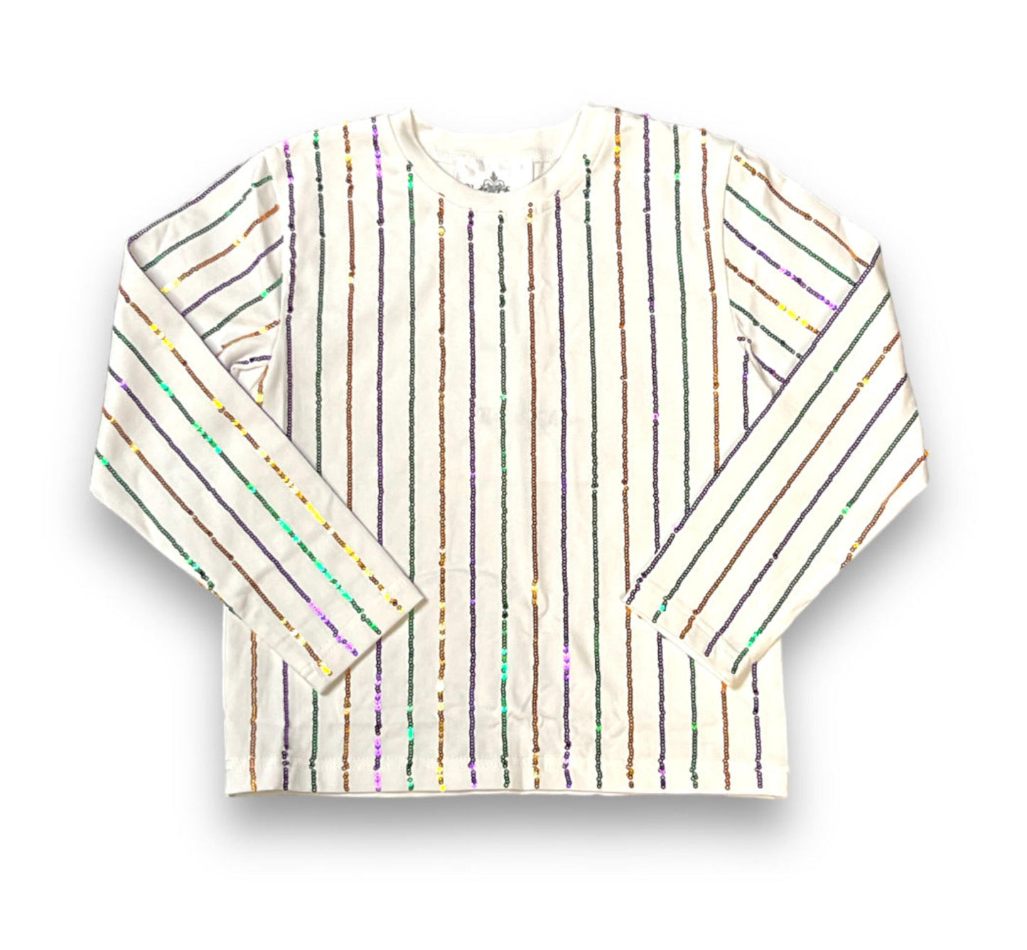 Mom Mardi Gras Stripe Sequin Tee
