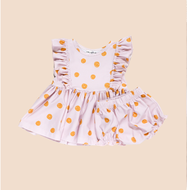 Maize Dot Ruffled Lap Dress