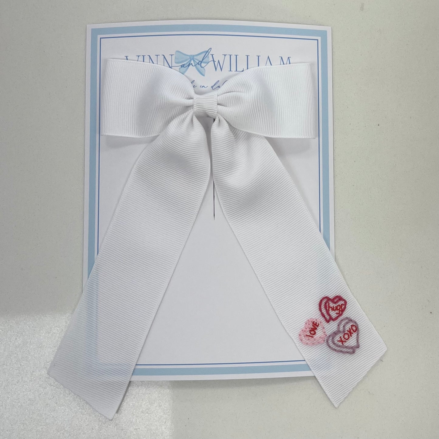 Candy Hearts Medium Tail Bow