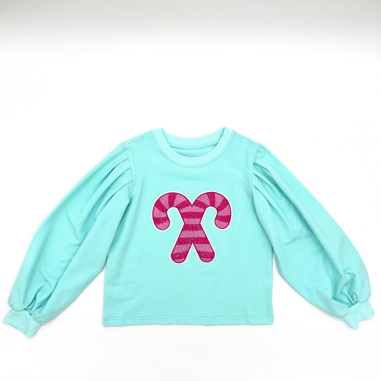 Candy Cane Puff Sleeve Sweatshirt