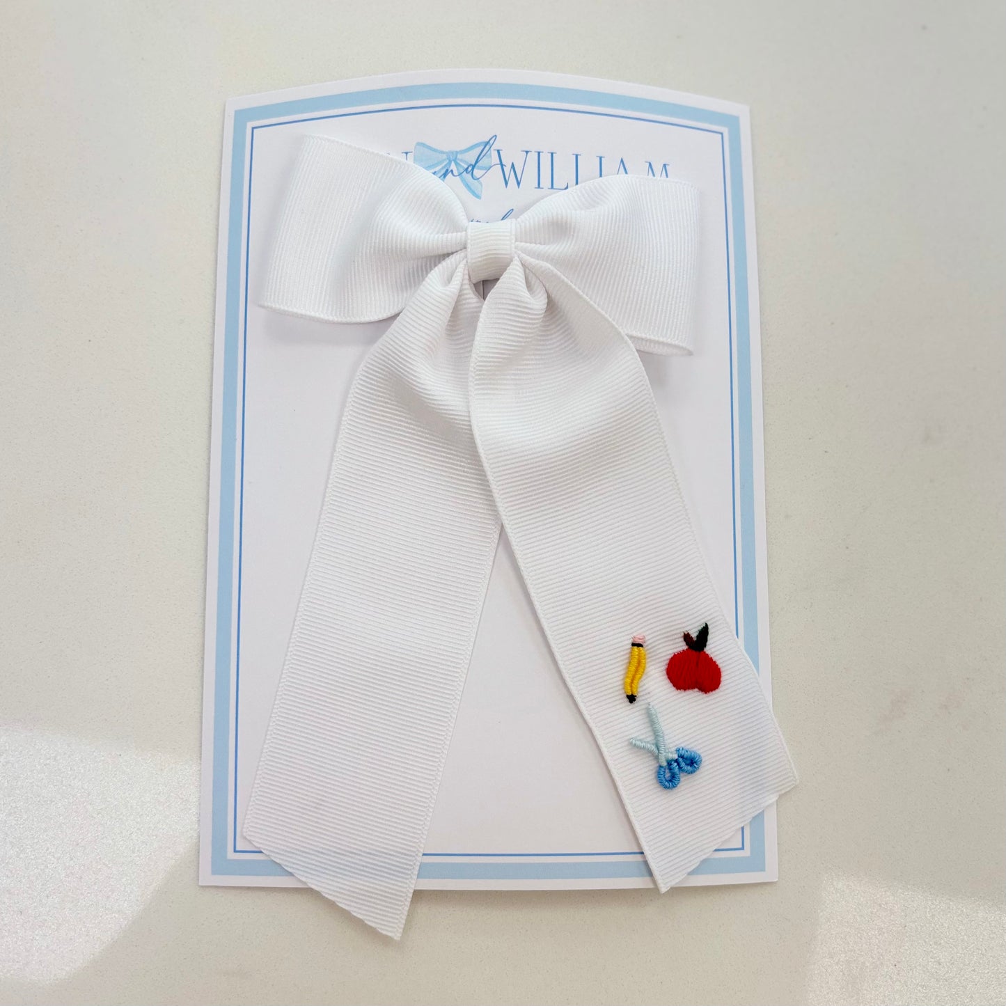 School Supplies Tail Bow