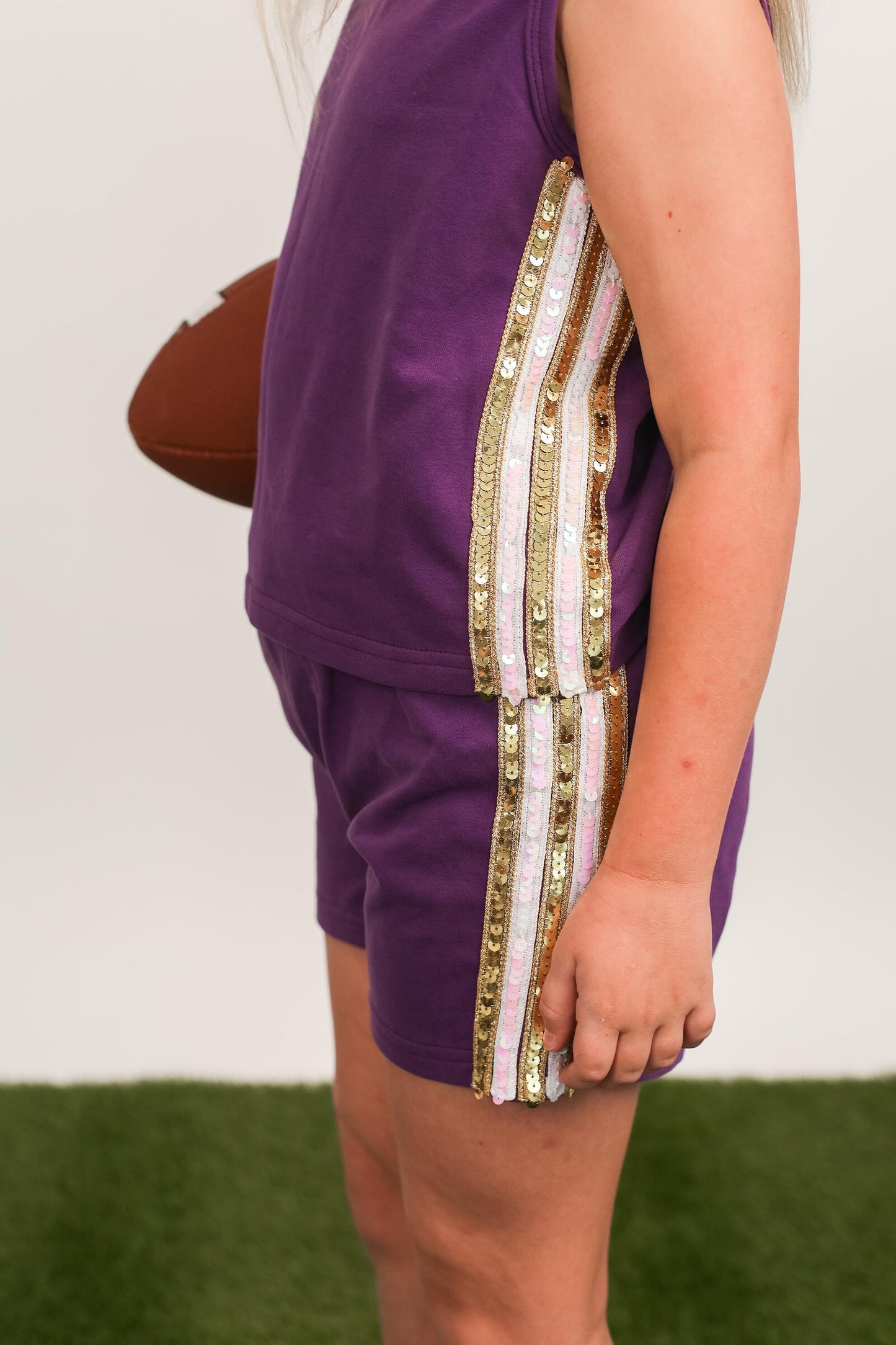 Purple & Gold Sequin Short Set
