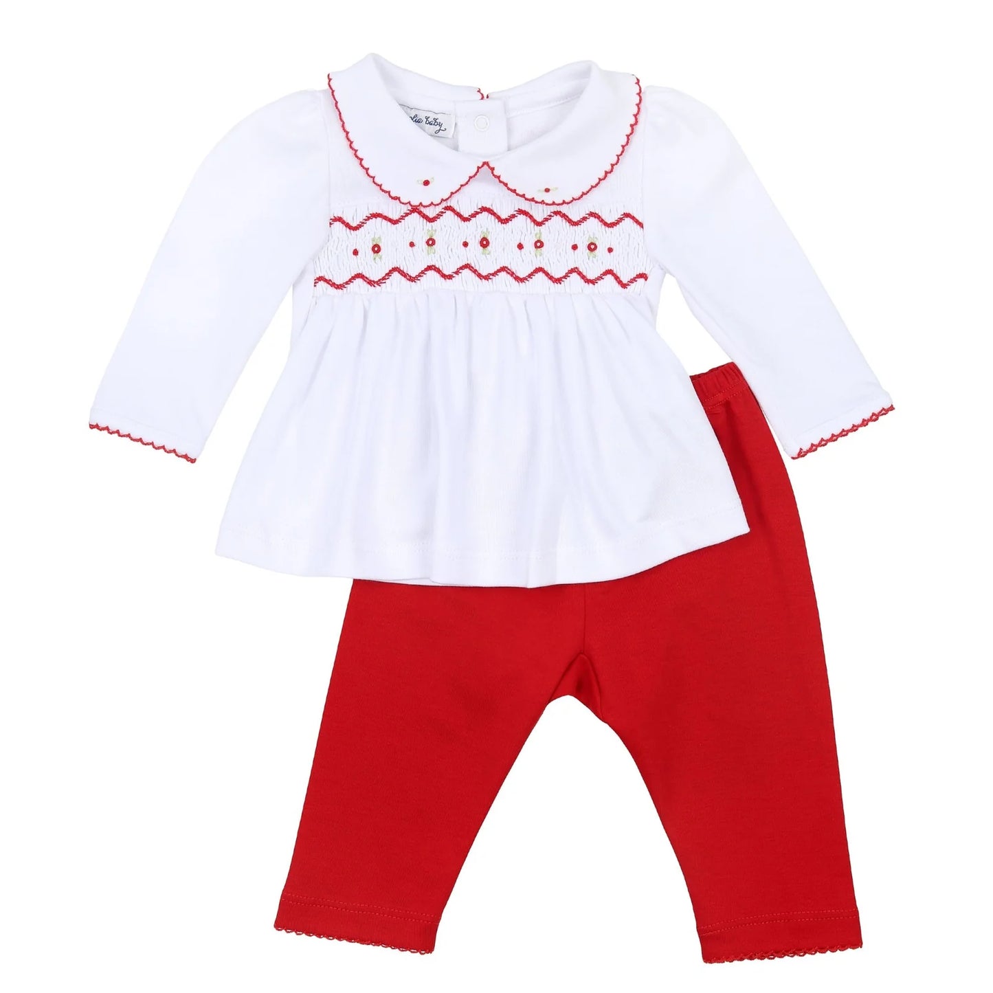 Clara and Caden Smocked Collared Pant Set