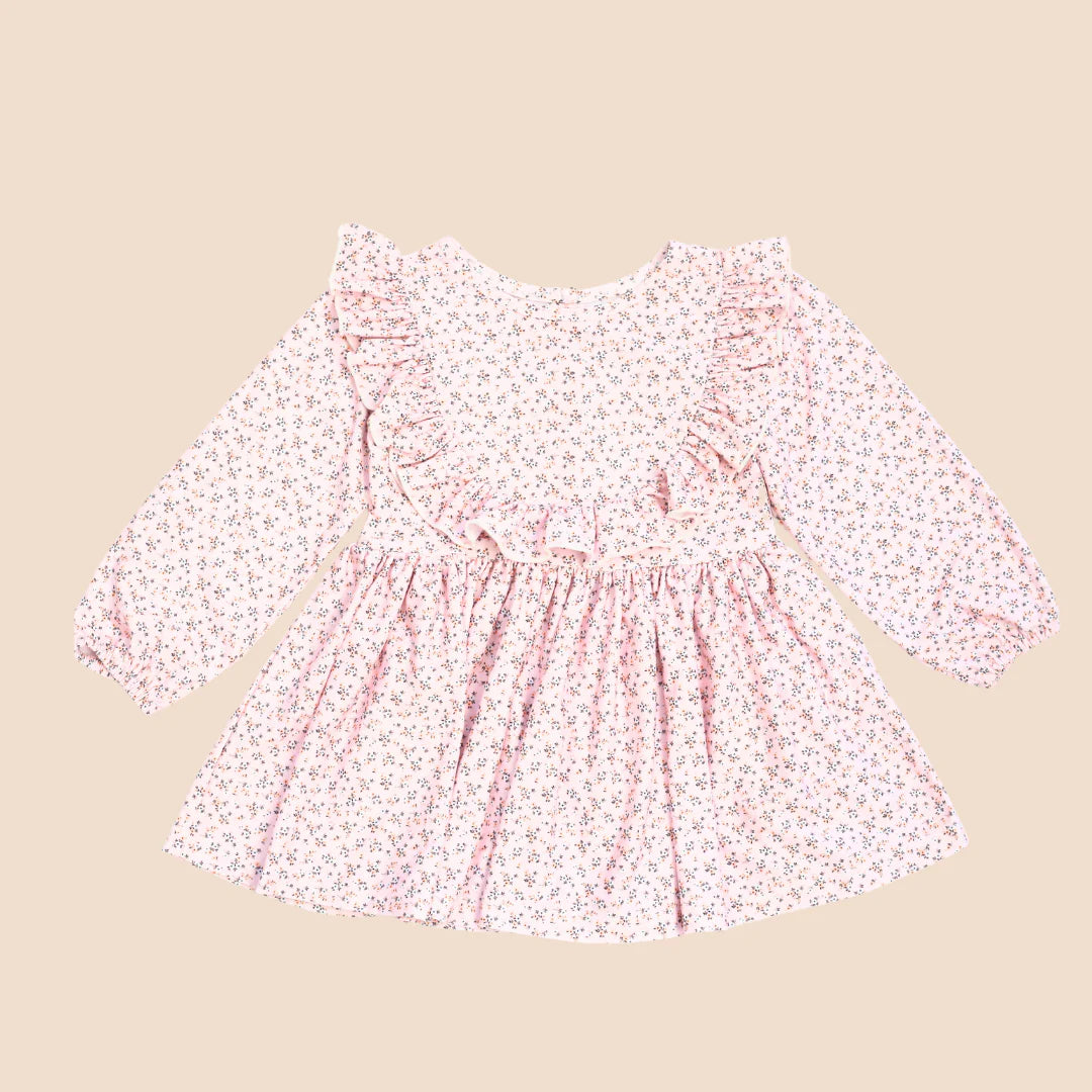 Floral Ruffle Bib Tunic Dress
