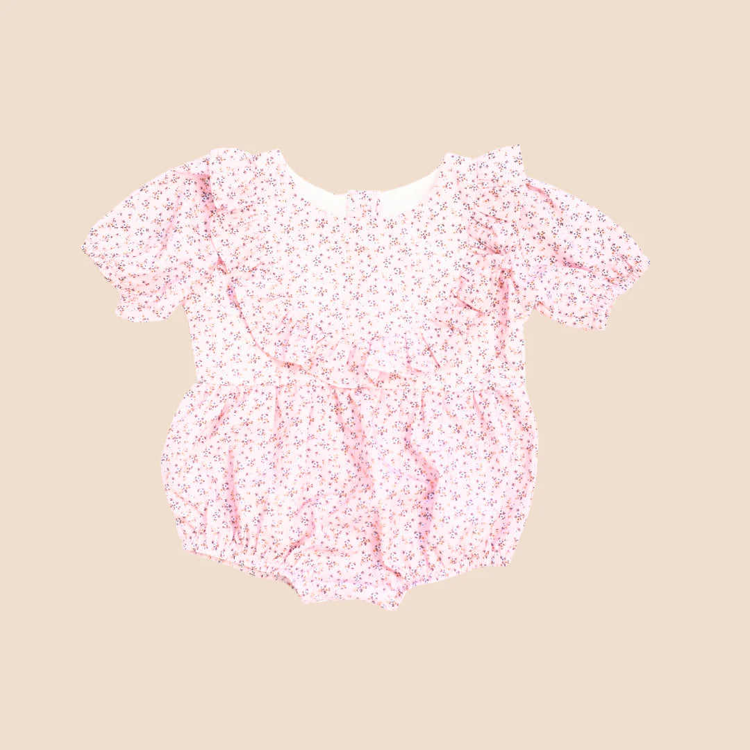Floral Ruffle Bib Romper