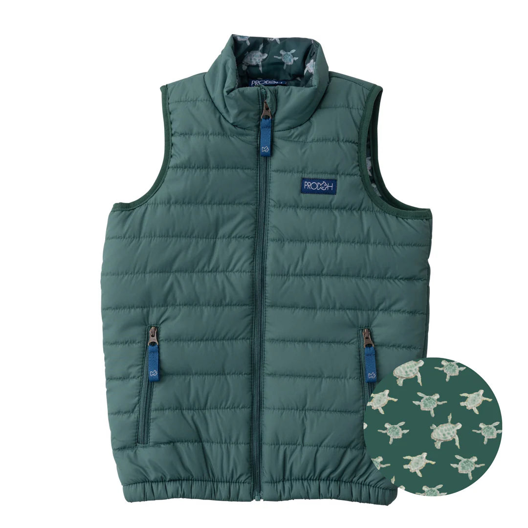 Green Turtle Puffer Vest