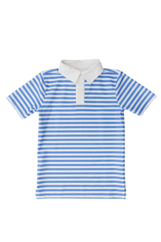 Blue QB Stripe Polo