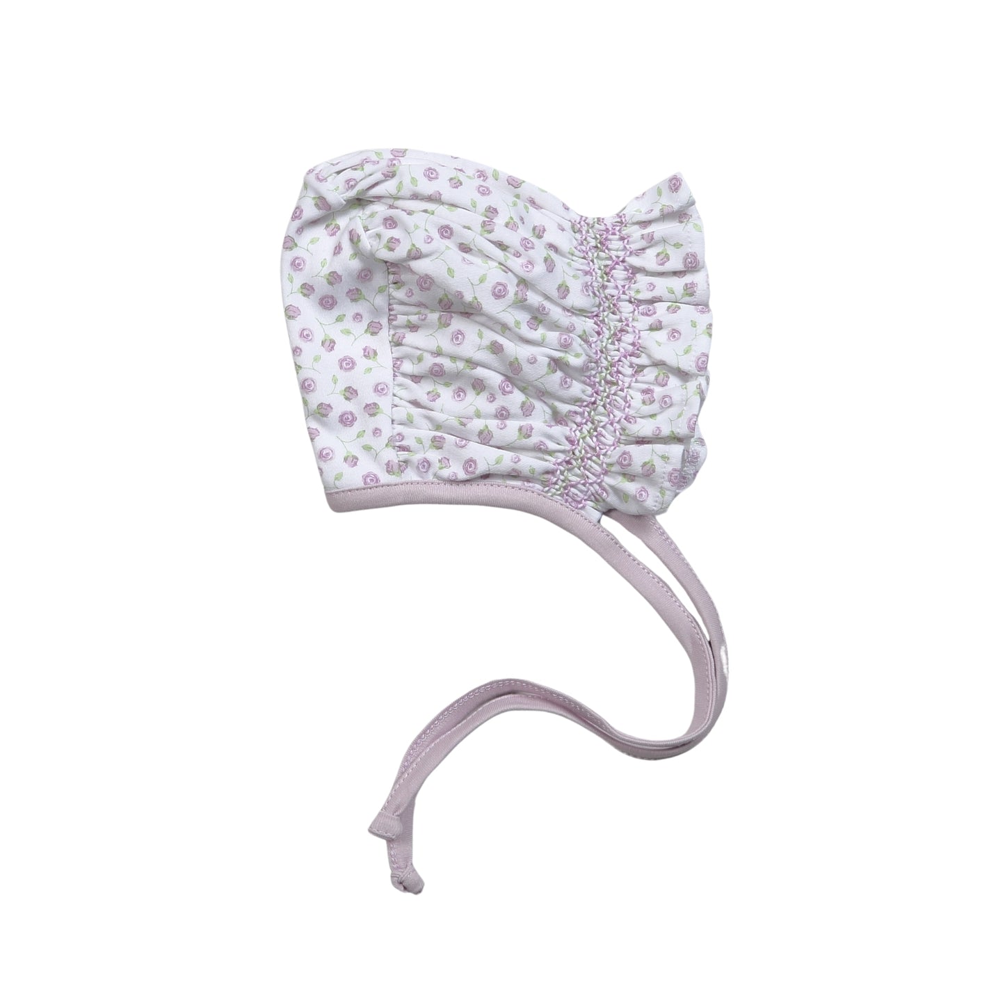 Lyn Purple Floral Pima Hand Smocked Bonnet