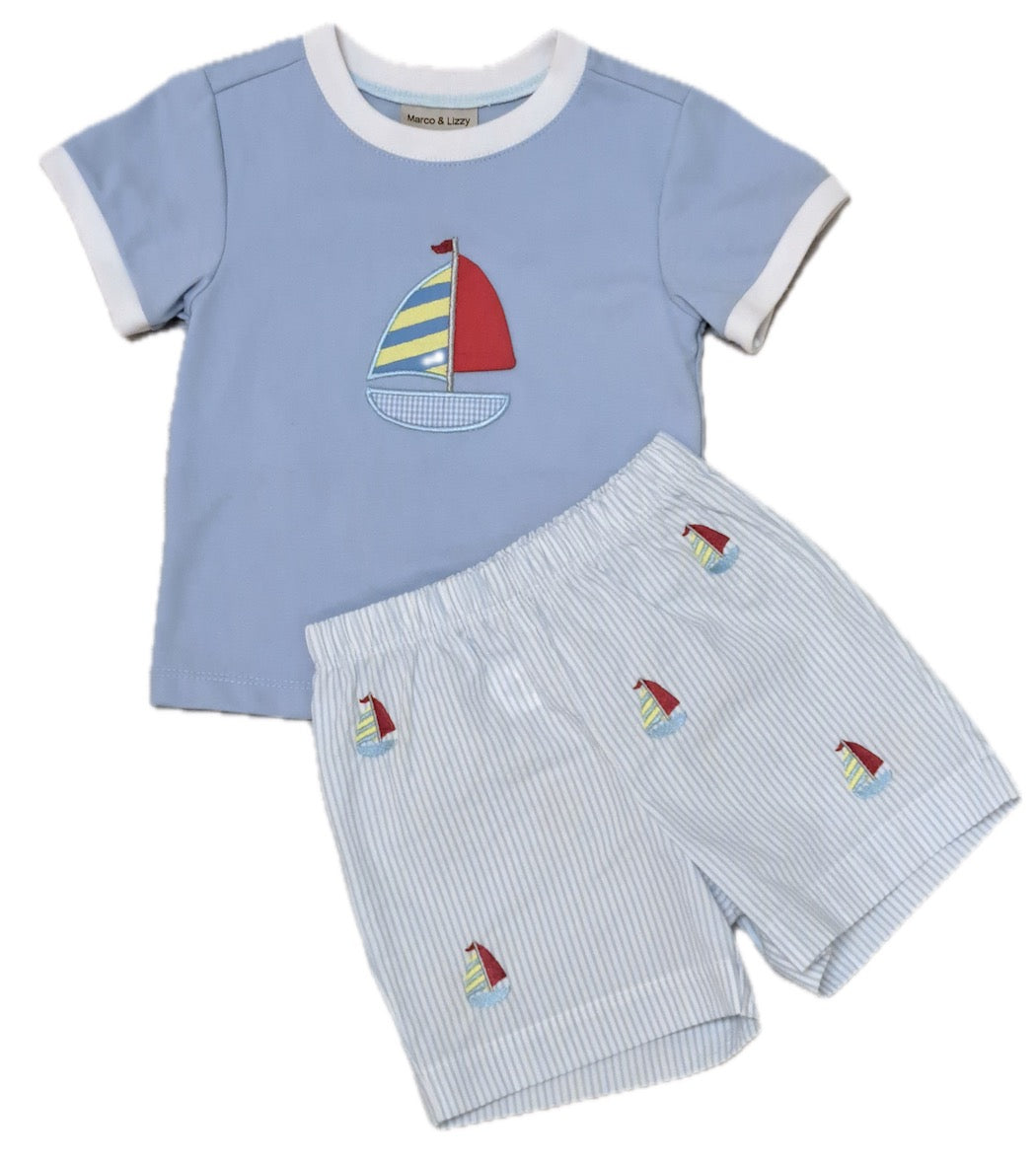 Sailboat Applique Short Set