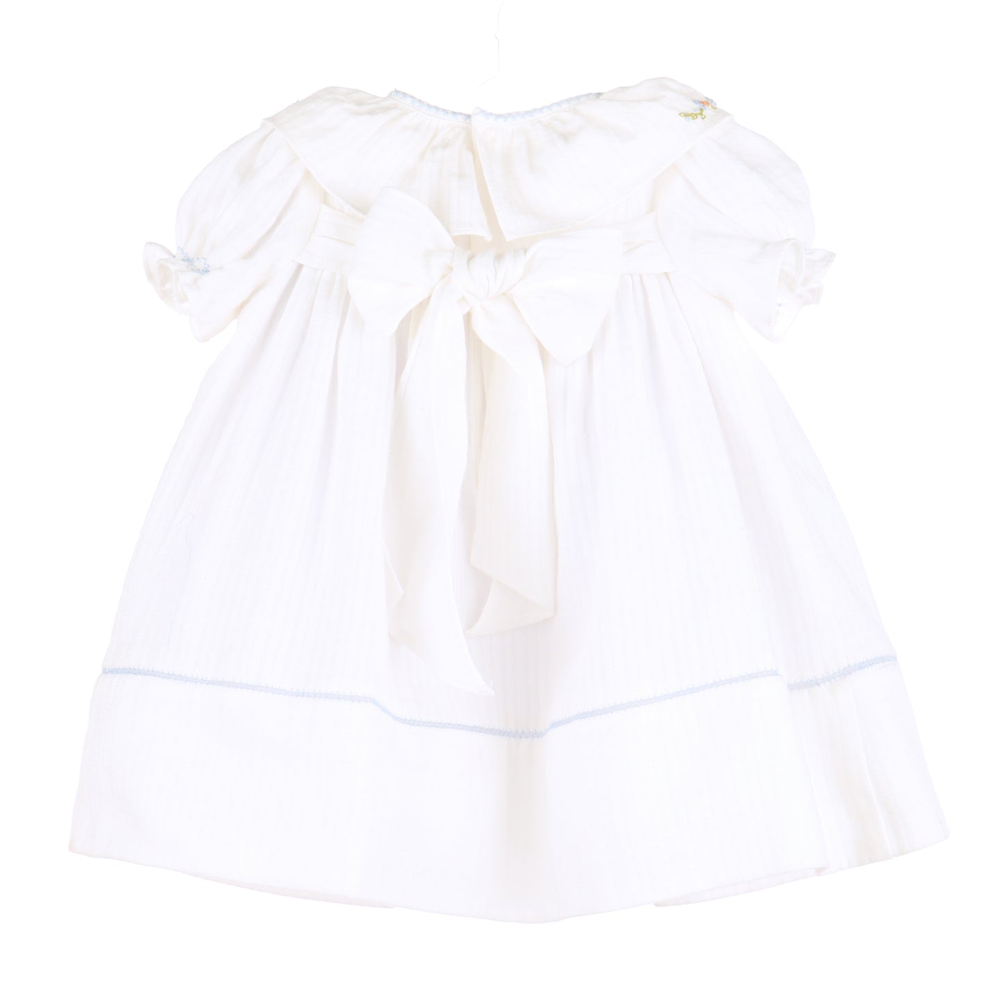 White & Blue Pumpkin Ruffle Dress