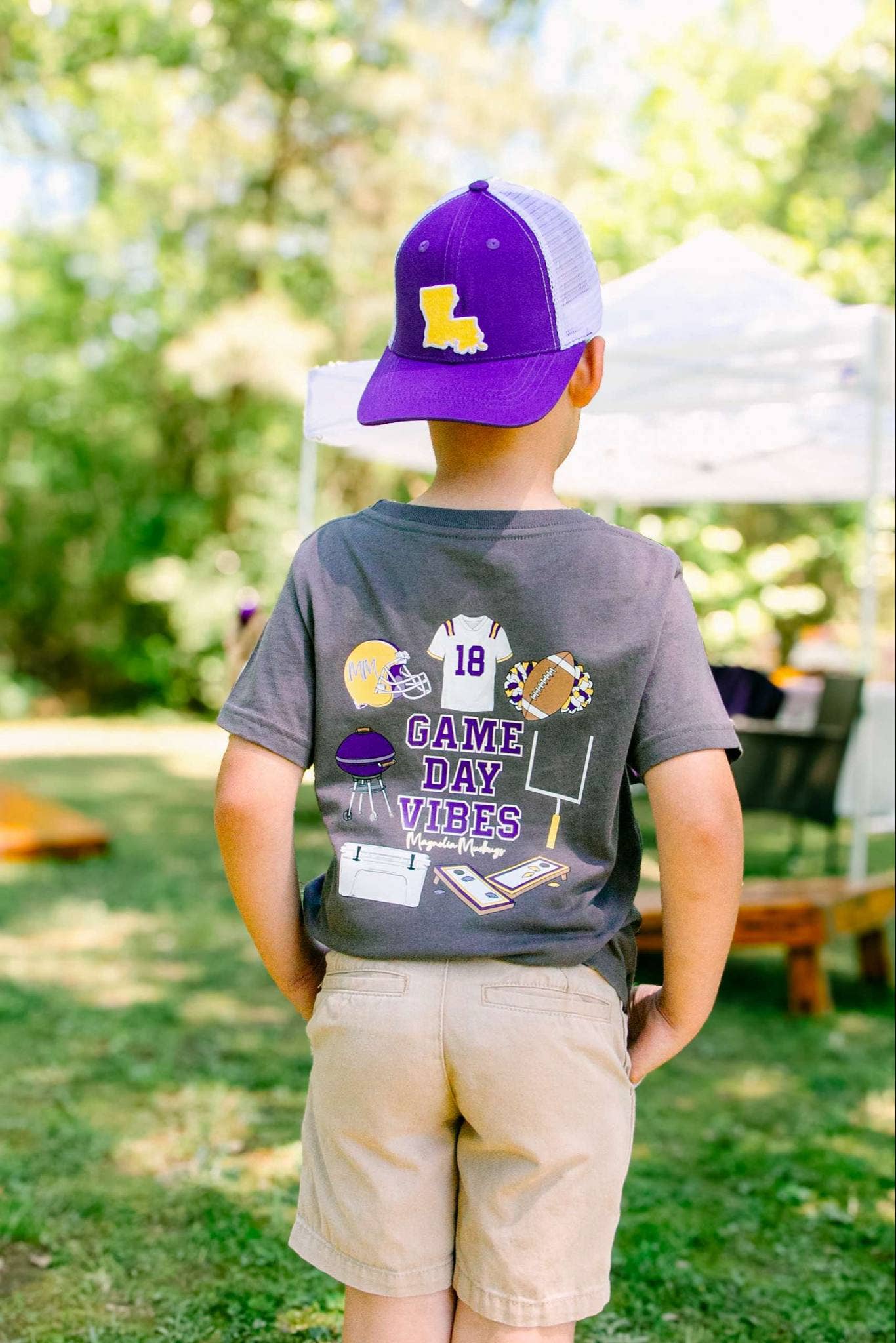 Game Day Vibes | Purple + Gold | Football Kid’s Tee