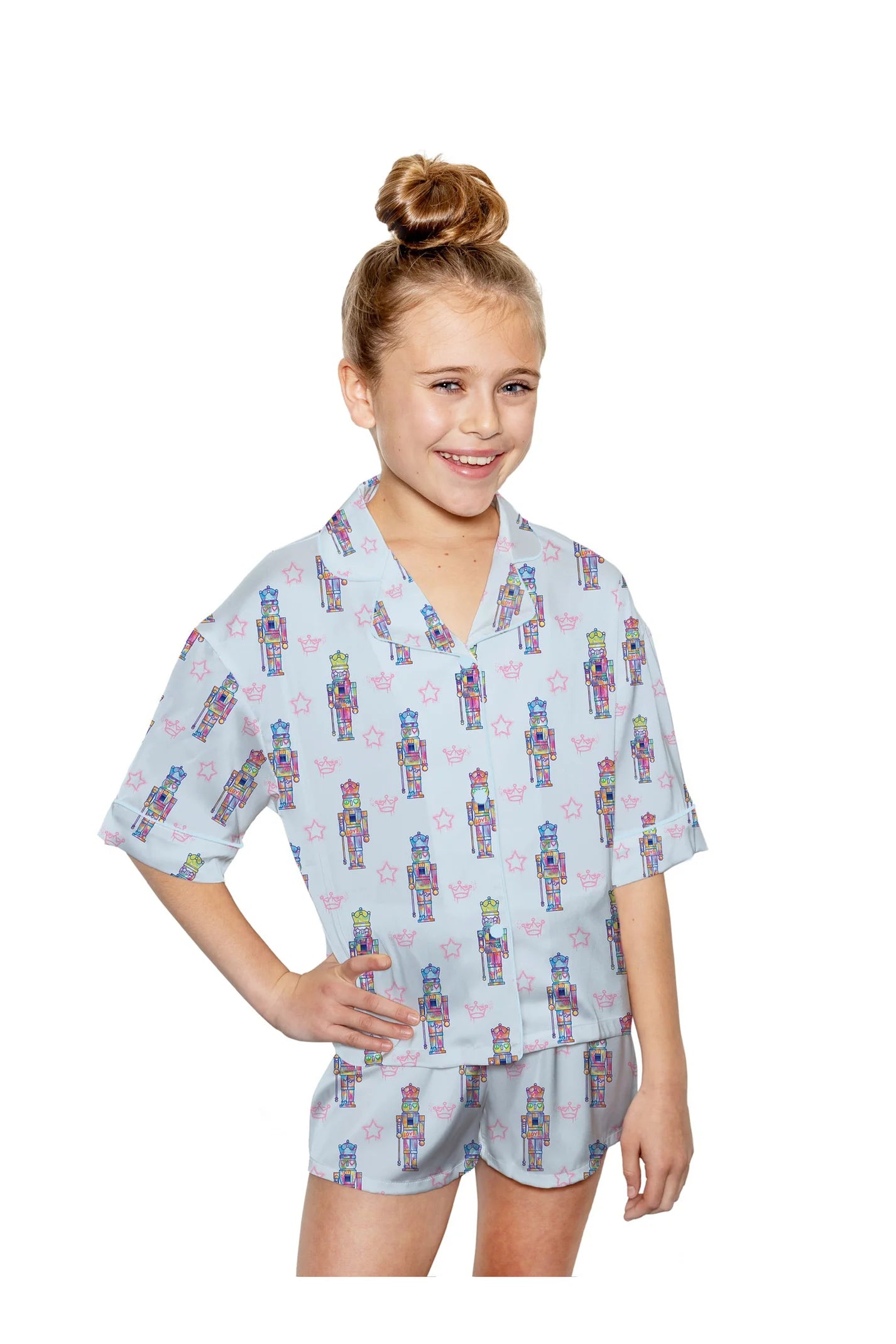 Silky Blue Graffiti Nutcracker Short Set
