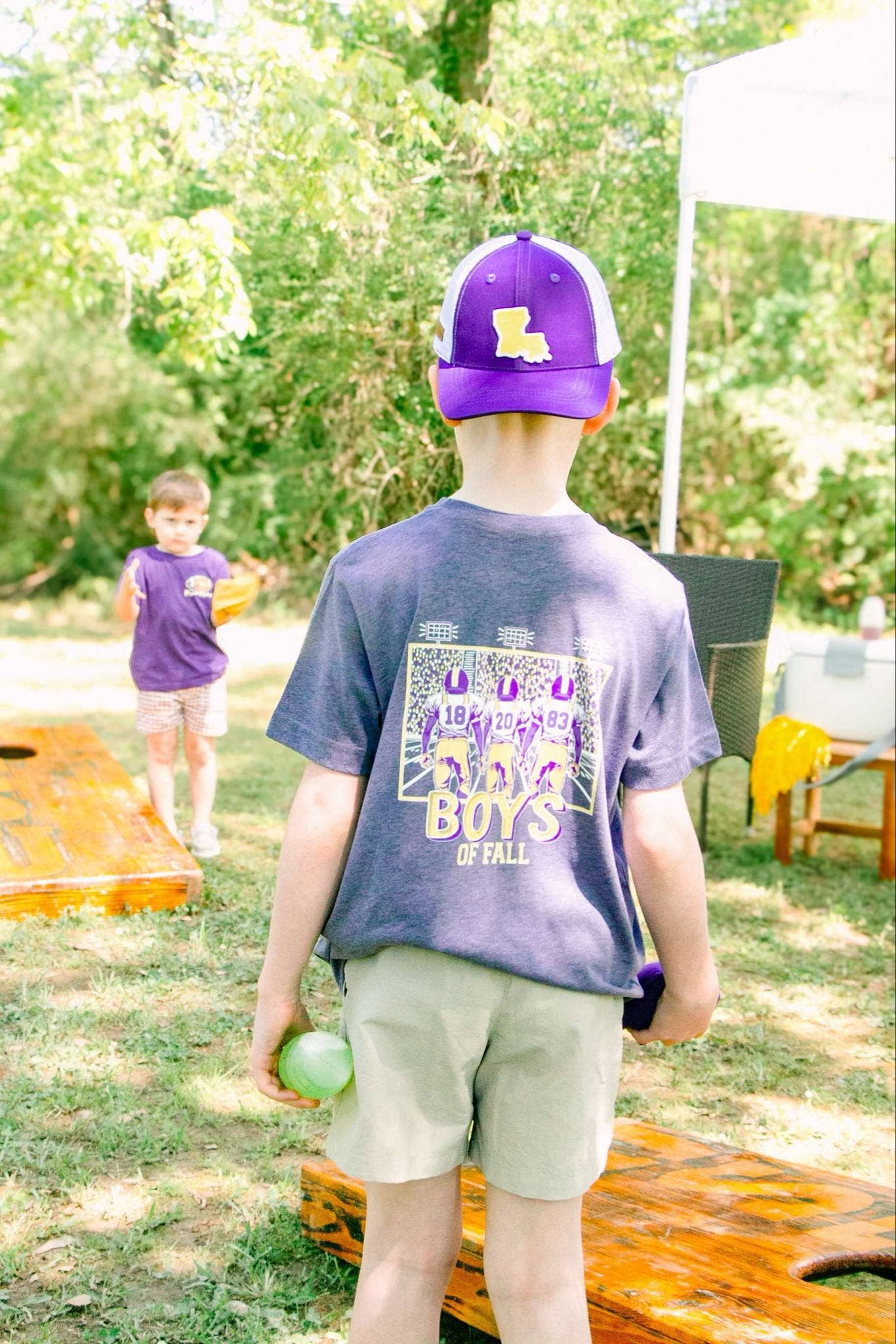 Boys of Fall | Purple + Gold | Football Kid’s Tee