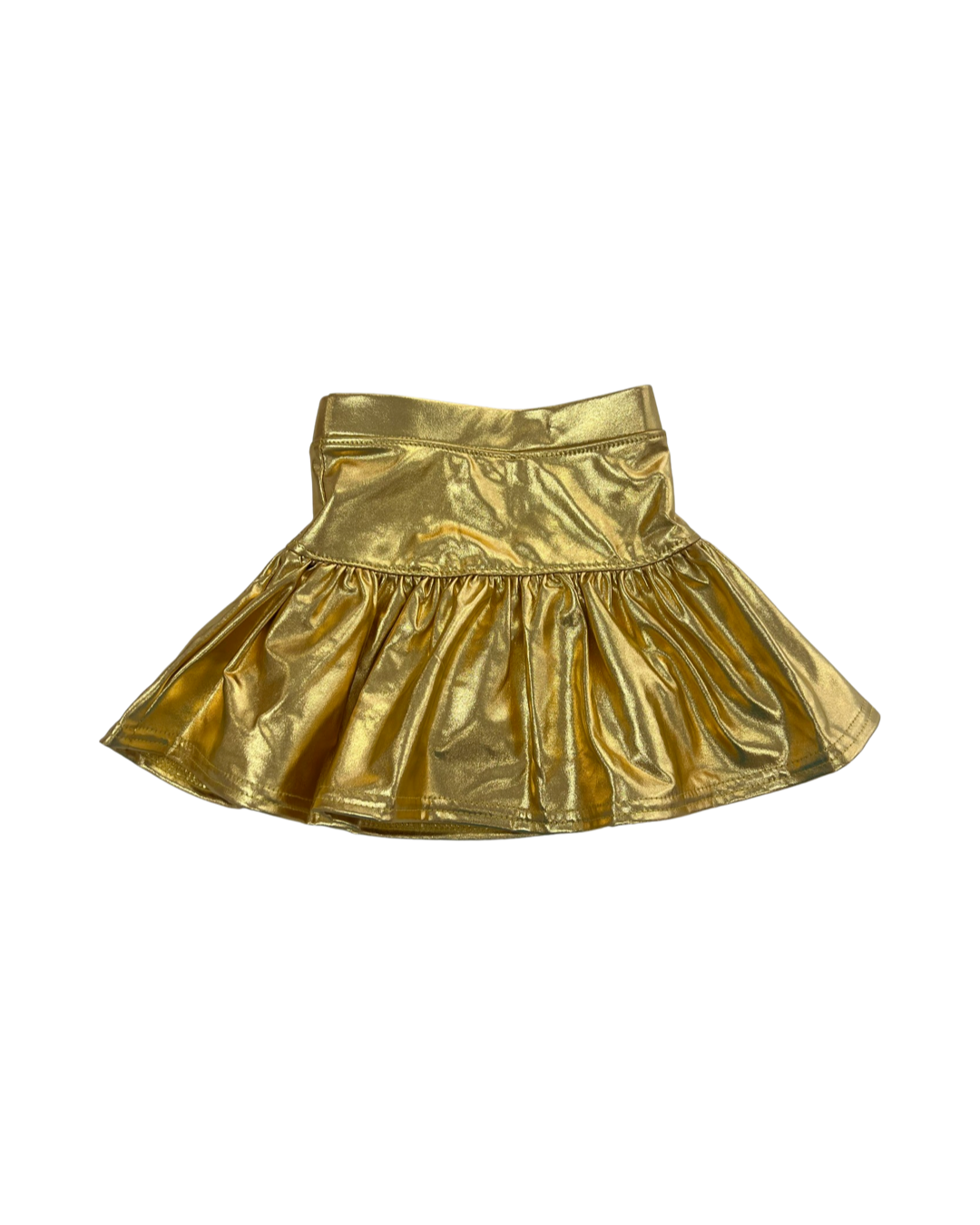 Metallic Gold Gathered Skort