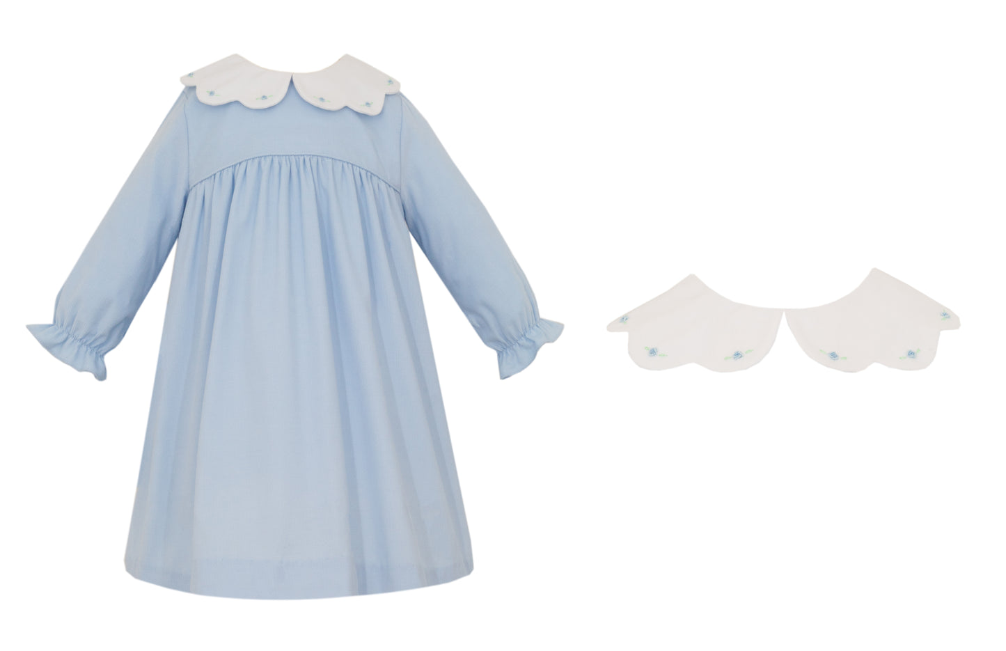Lt. Blue Corduroy Scallop Dress