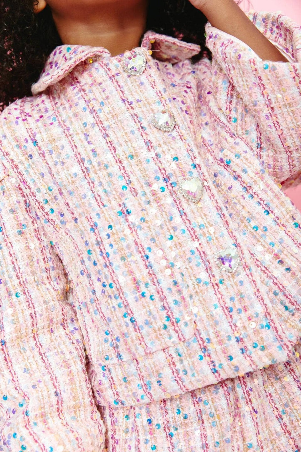 Pink Sequin Tweed Suit