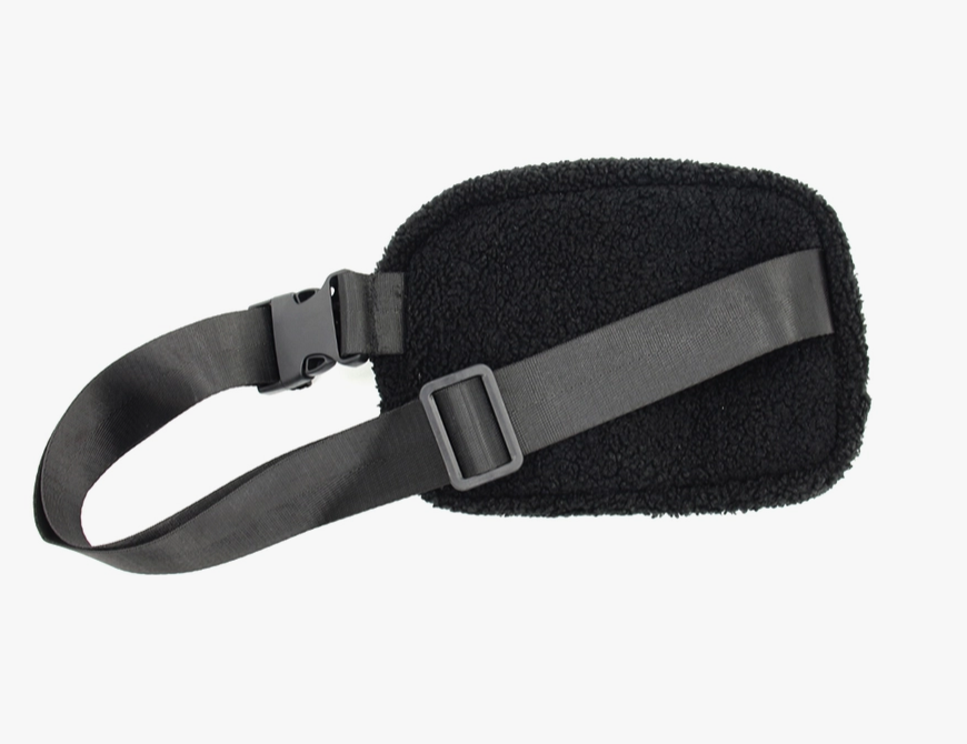 Black Sherpa Varsity Waist Bag