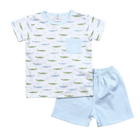 Blue Alligators Short Set