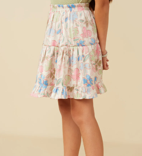Floral Tiered Foiled Skirt