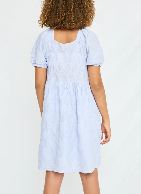 Textured Bow Back Sqaure Neck Dress