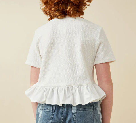 Poplin Hem Knit Top