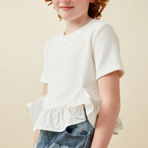 Poplin Hem Knit Top