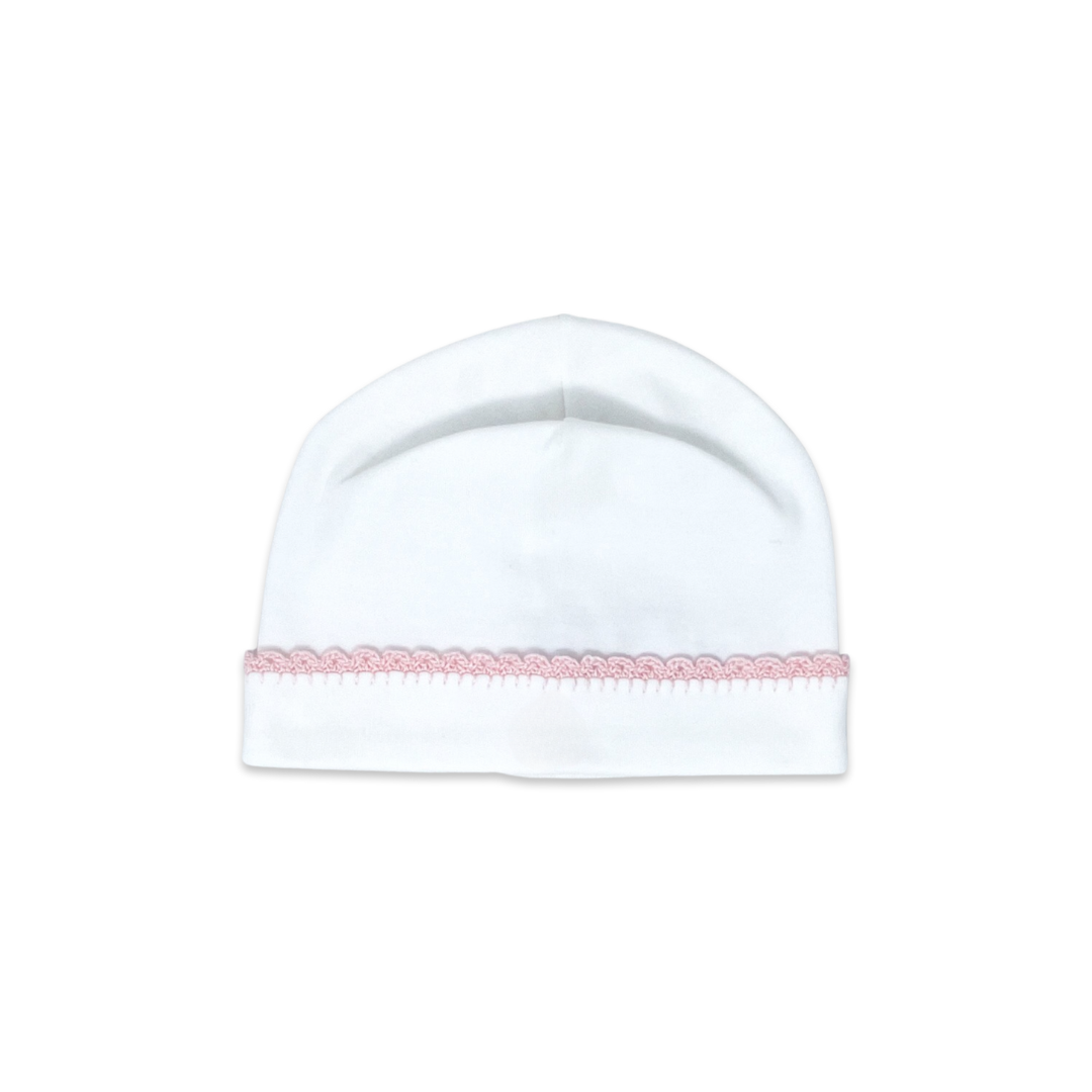 Classic White and Pink Baby Hat