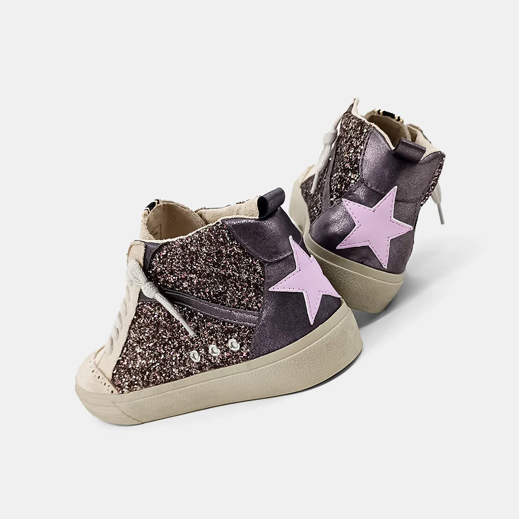 Riley High Top Sneaker Pewter Glitter