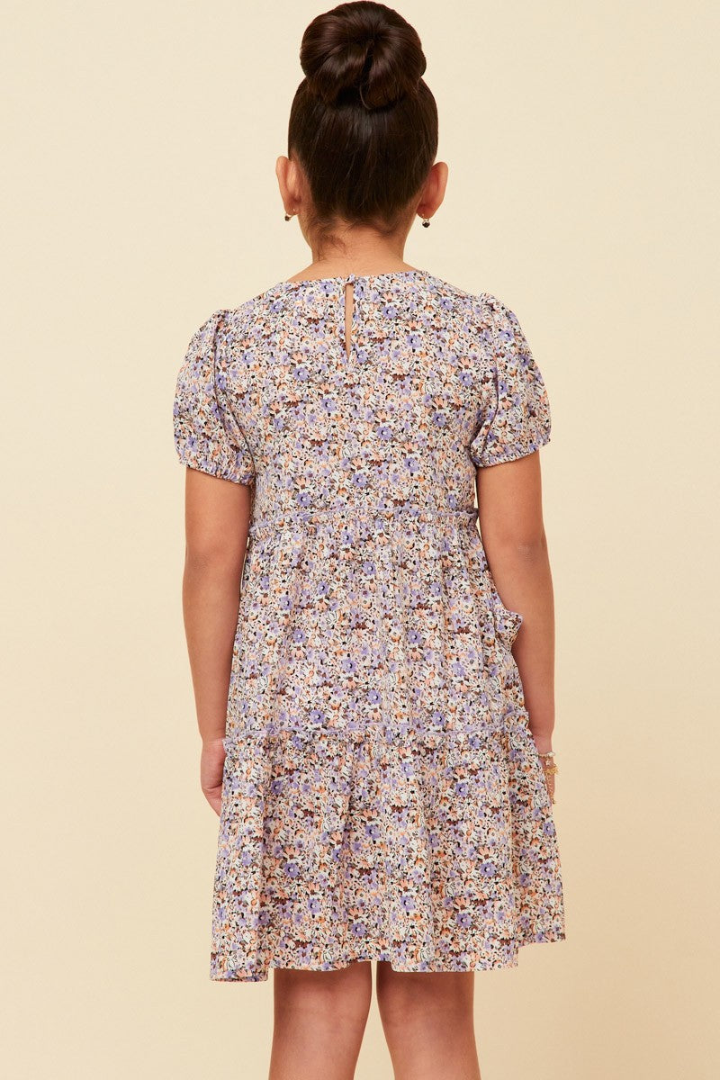 Lavender Ditsy Floral Tiered Dress