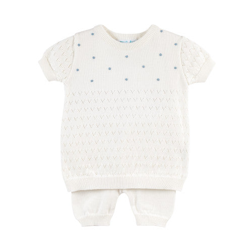 Ivory Boys Pointelle Knit Set