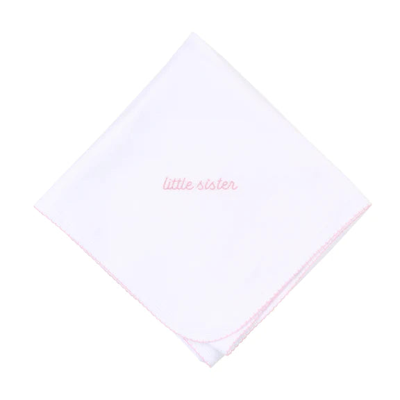 Little Sister Embroidered Receiving Blanket