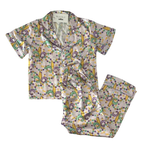Girl’s Mardi Gras Silky Pajama