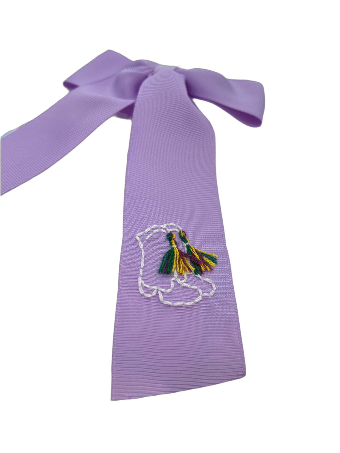 Lavender Mardi Gras Boots Medium Tail Bow