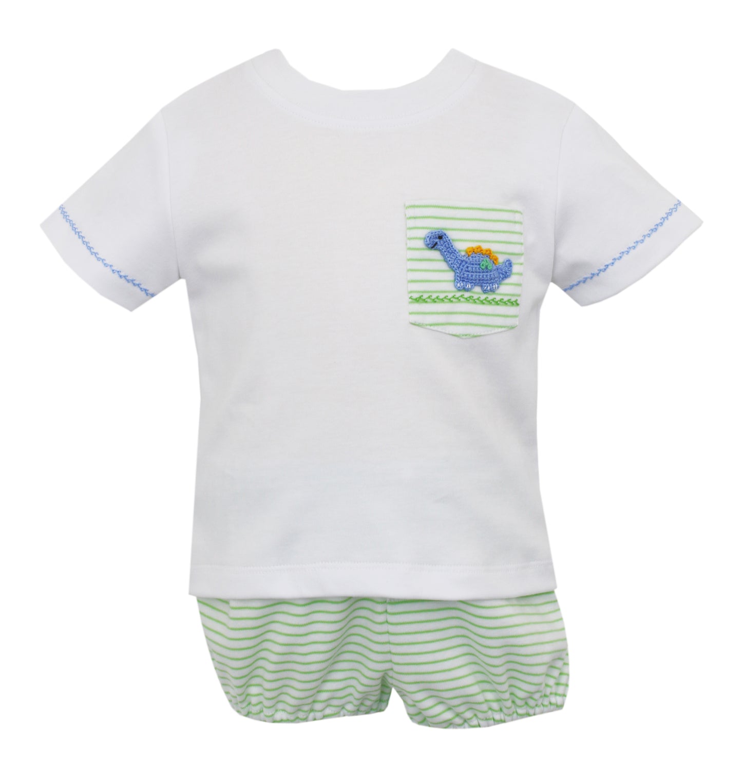 Green Knit Stripe Diaper Set