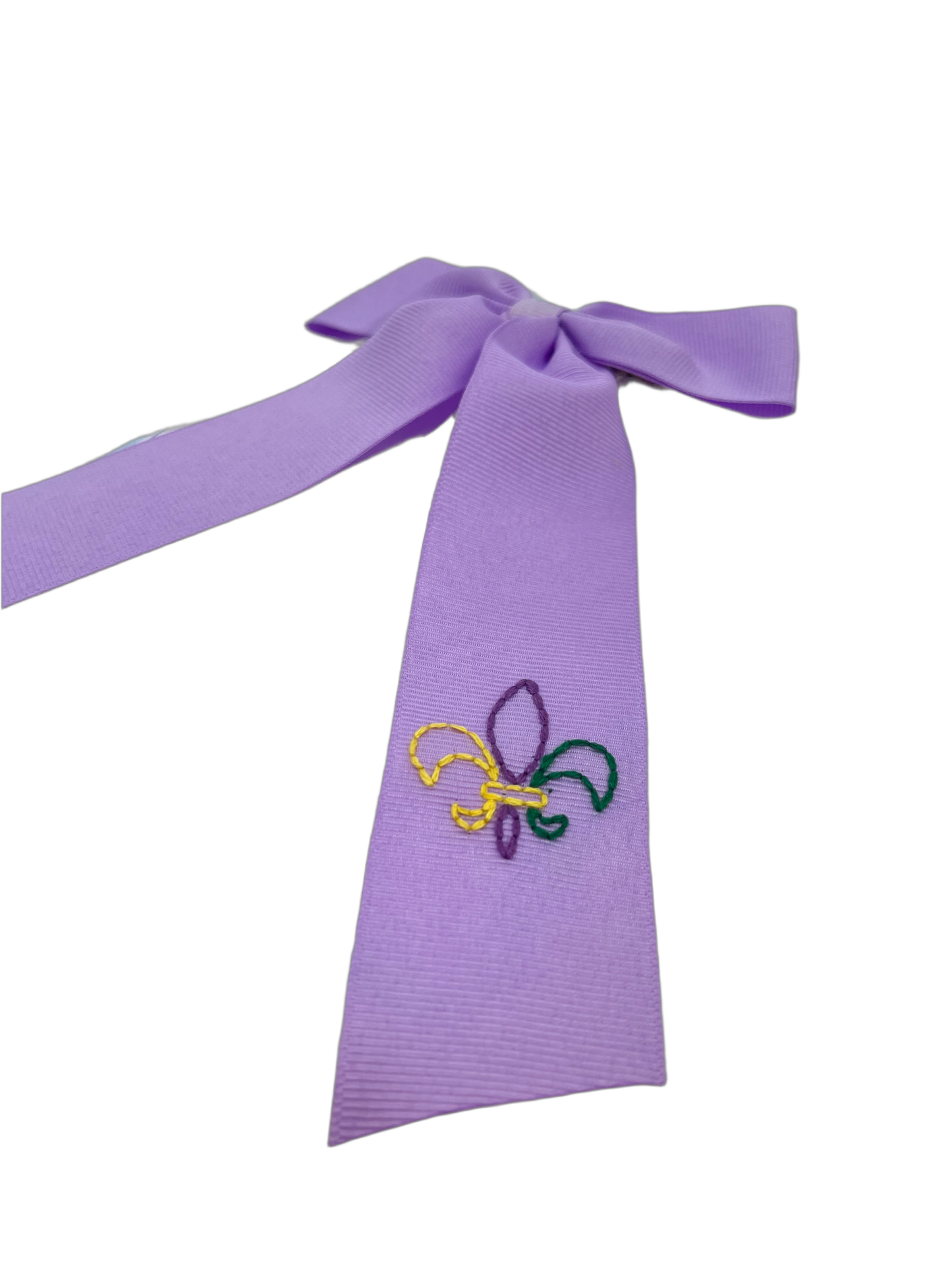 Lavender Fleur De Lis Medium Tail Bow