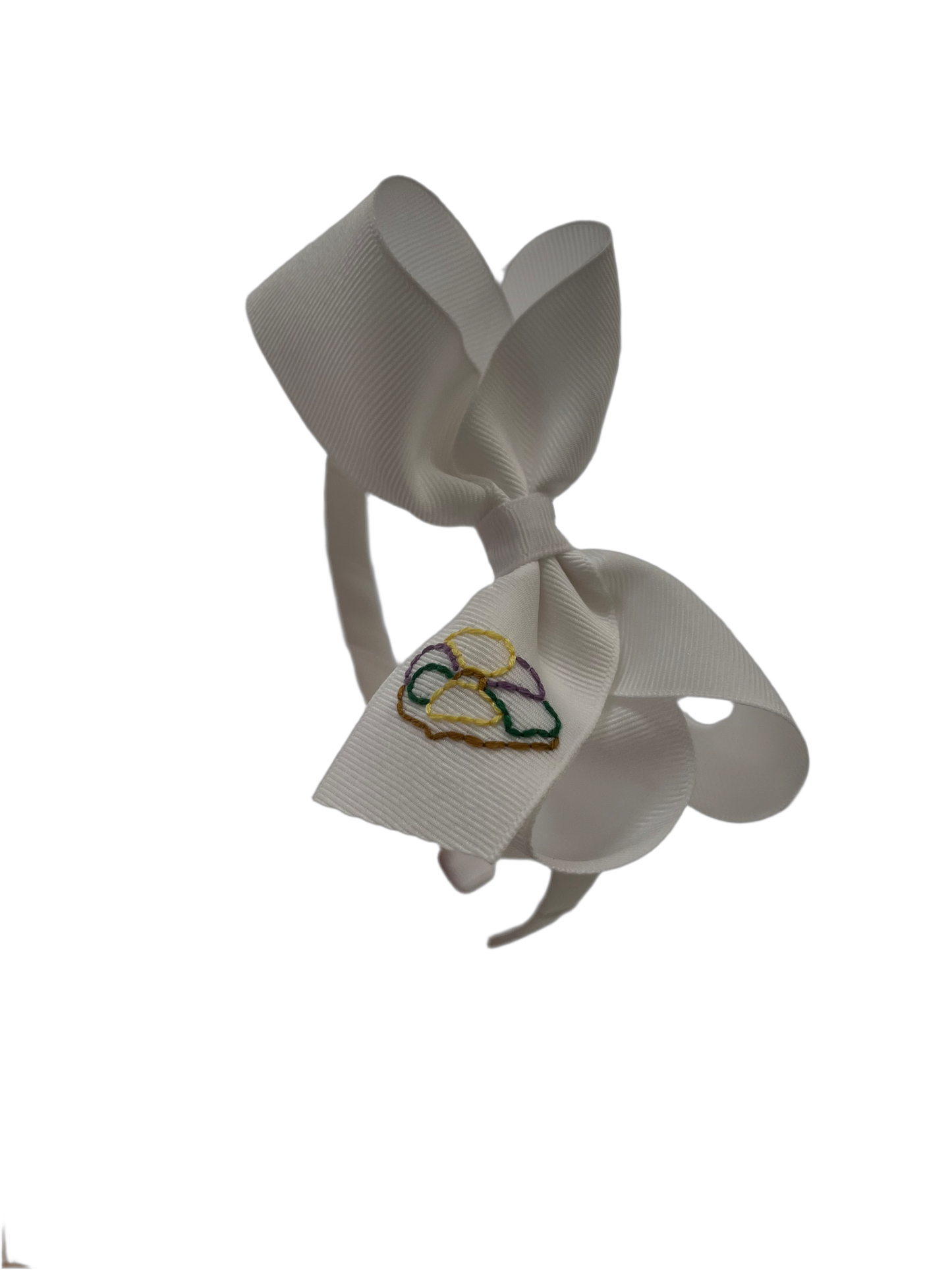 White King Cake Headband Bow